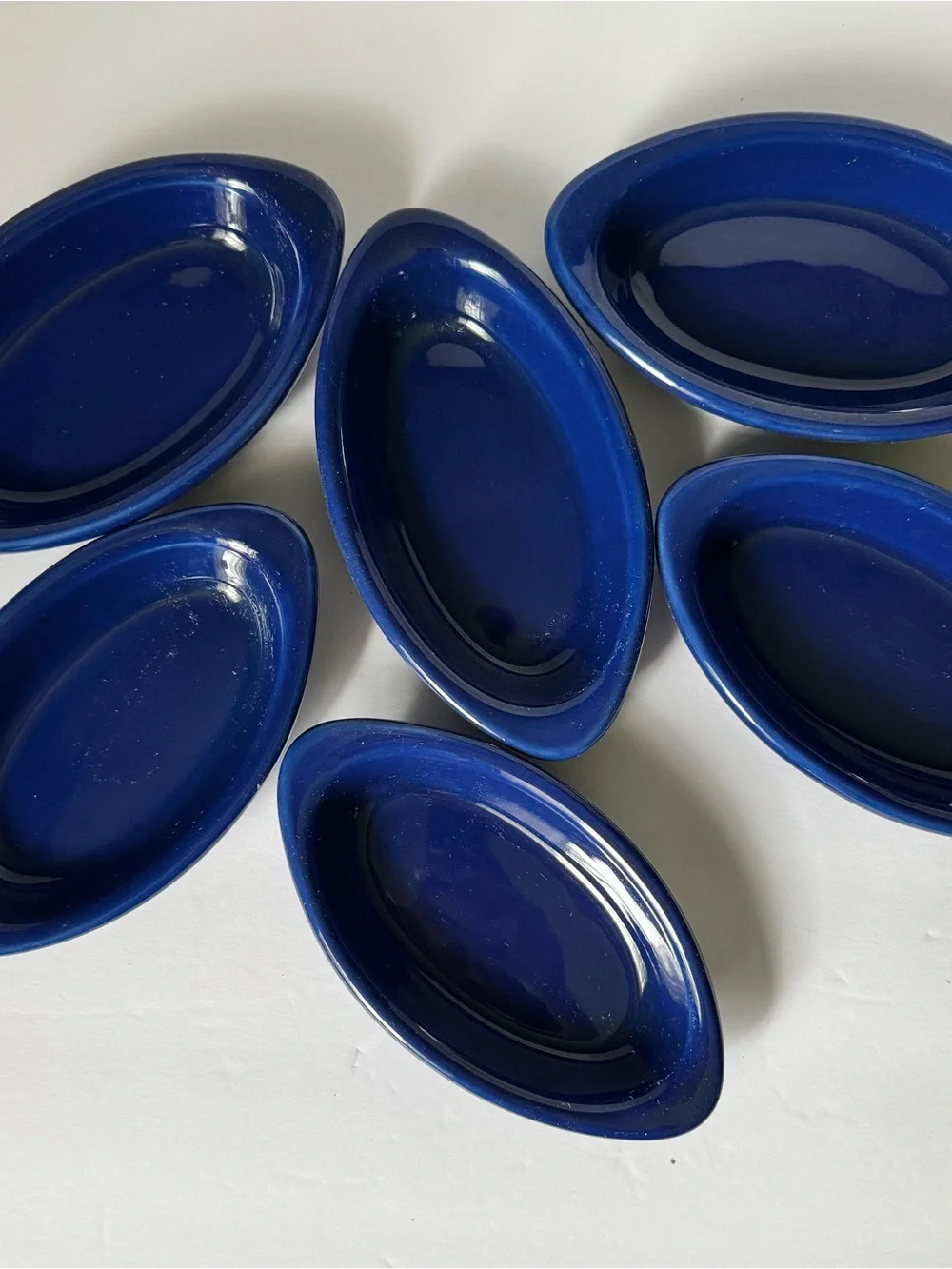 Ceramic Dishes 6.5” x 3.5” Set Of 6 Sauce Casserole Cobalt Blue Oval Dish NEW